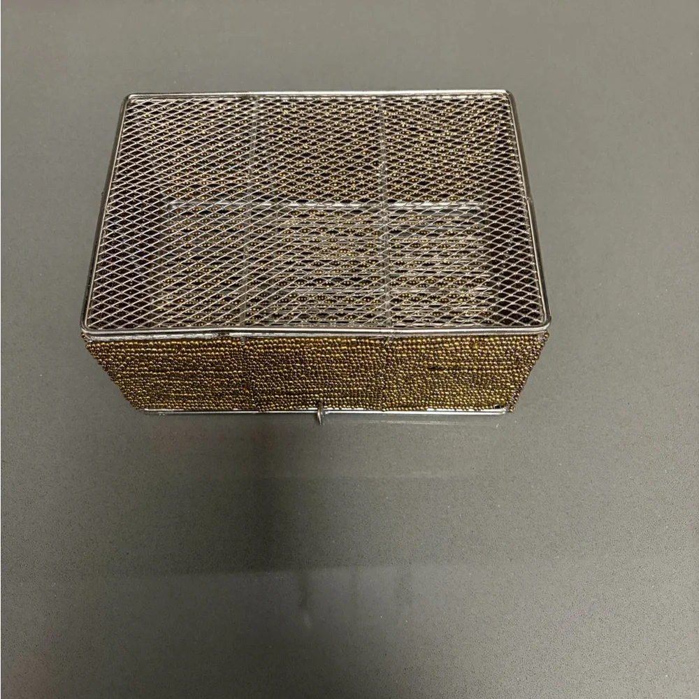 Pottery Barn Gold Beaded Box, Like New